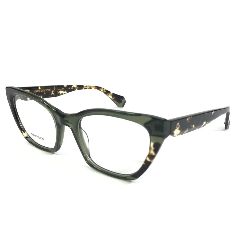 Gigi Studios Eyeglasses Frames ZARA GS1003/07O Green Tortoise Cat Eye 52-19-140